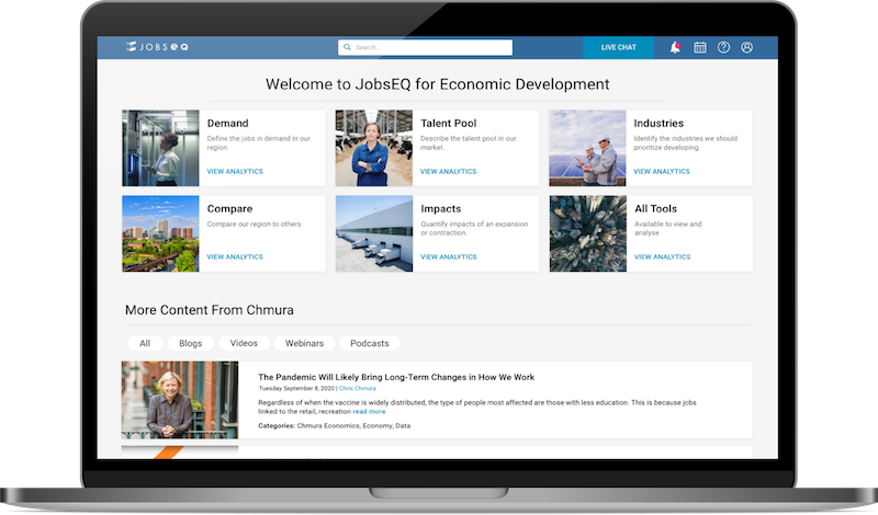 computer screen displaying jobseq for economic development