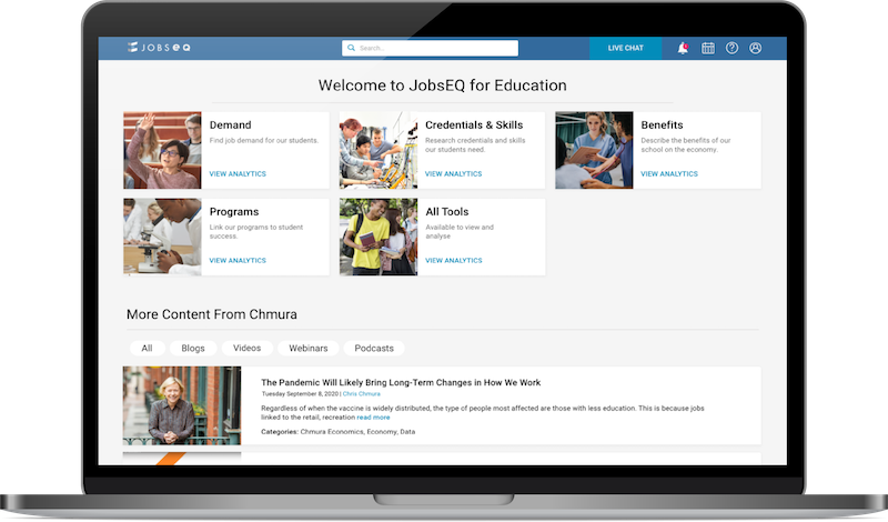 computer screen displaying jobseq for education