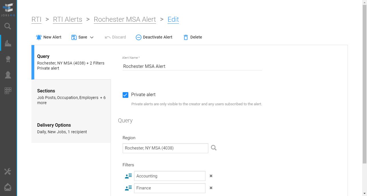 Figure 2 - Creating a RTI Alert from scratch