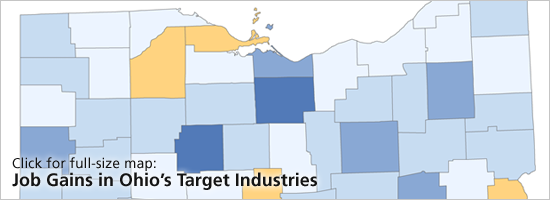 Click for full-size map: Job Gains in Ohio's Target Industries